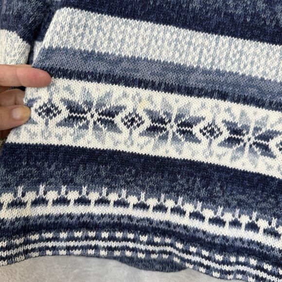 Vtg Heirloom Collectibles Sweater Large Blue Winter Snowflakes Knit Full Zip Y2K - Picture 9 of 14